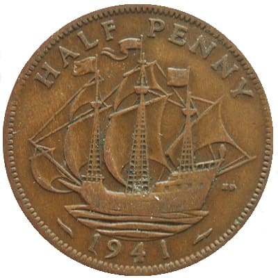 British 1941 Halfpenny Value