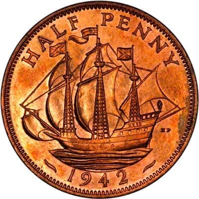 British 1942 Halfpenny Value