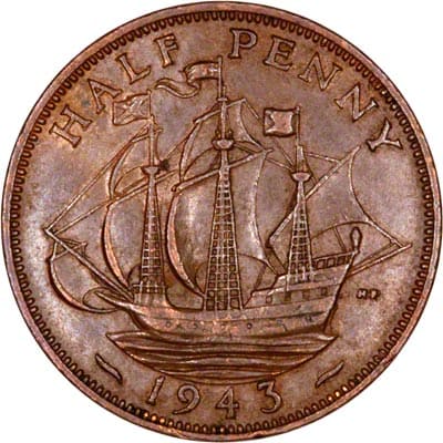 British 1943 Halfpenny Value