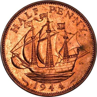 British 1944 Halfpenny Value