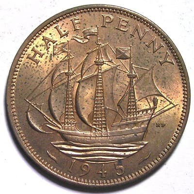 British 1945 Halfpenny Value