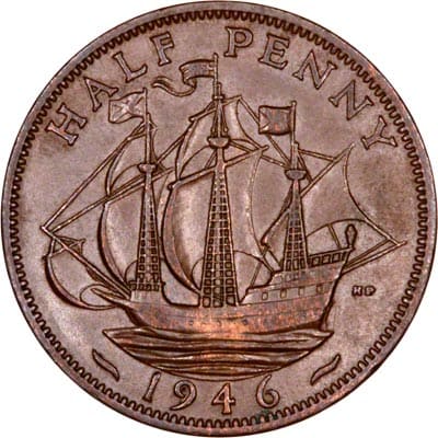 British 1946 Halfpenny Value