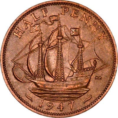 British 1947 Halfpenny Value