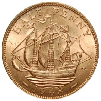 British 1948 Halfpenny Value