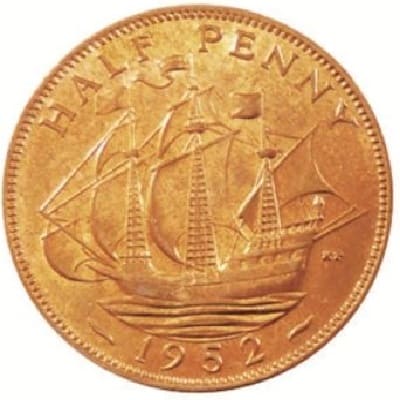 British 1952 Halfpenny Value