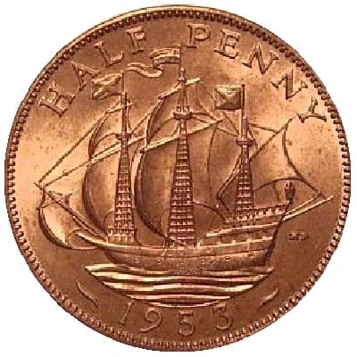 British 1953 Halfpenny Value