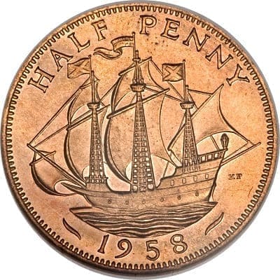 British 1958 Halfpenny Value