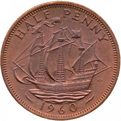 British 1960 Halfpenny Value