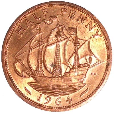 British 1964 Halfpenny Value