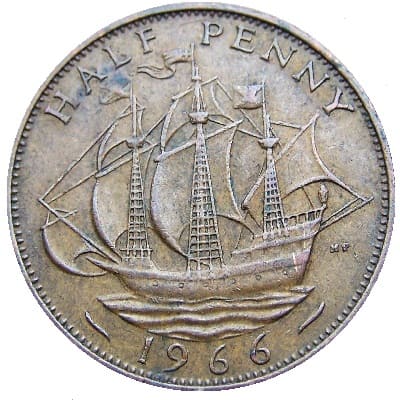 British 1966 Halfpenny Value