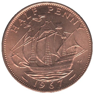 British 1967 Halfpenny Value