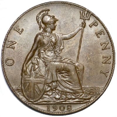 British 1908 Penny Value