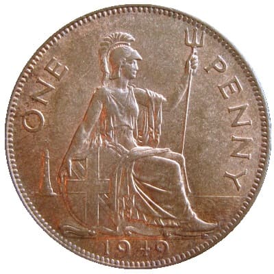 British 1949 Penny Value