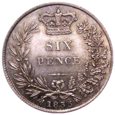 British 1835 Sixpence Value