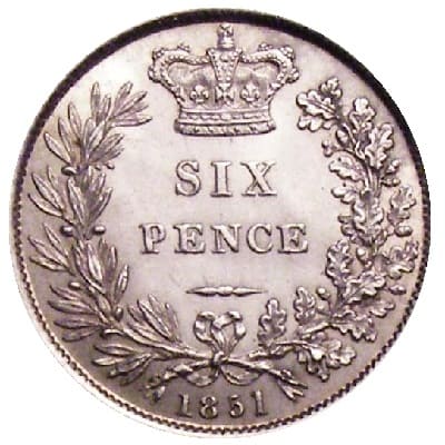 British 1851 Sixpence Value