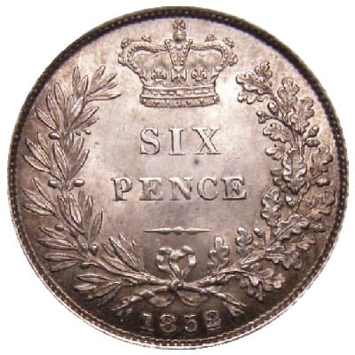 British 1852 Sixpence Value