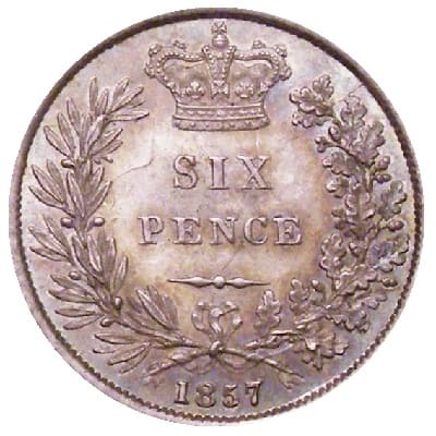 British 1857 Sixpence Value