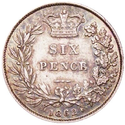 British 1862 Sixpence Value