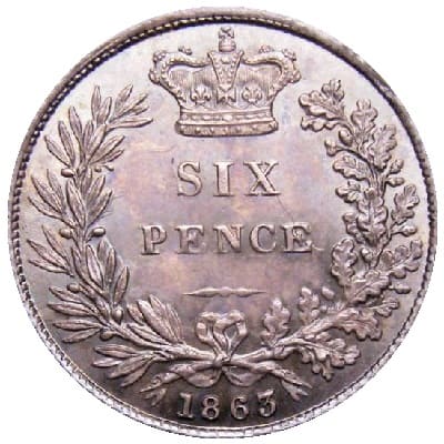British 1863 Sixpence Value