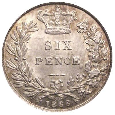 British 1866 Sixpence Value