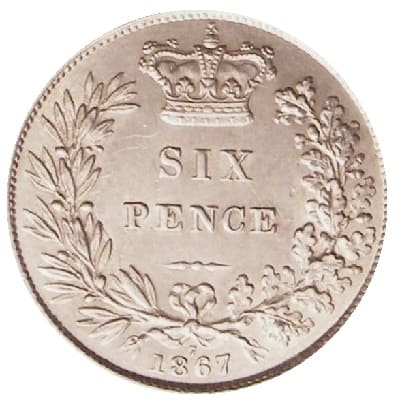 British 1867 Sixpence Value