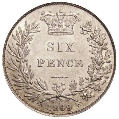 British 1869 Sixpence Value