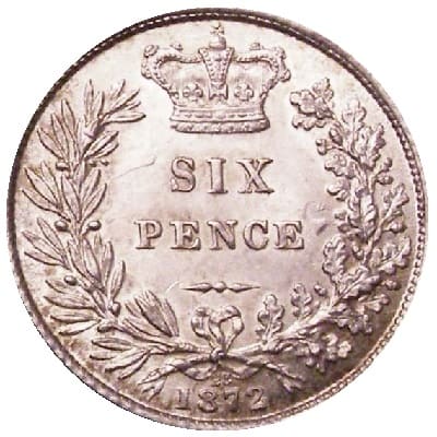 British 1872 Sixpence Value