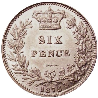 British 1875 Sixpence Value