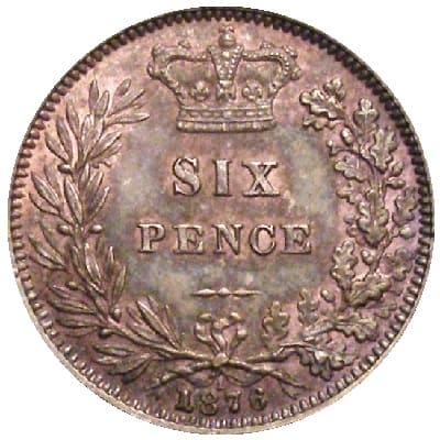 British 1876 Sixpence Value