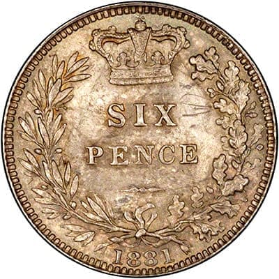 British 1881 Sixpence Value