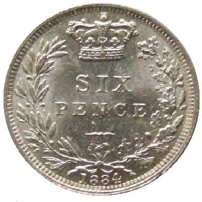 British 1884 Sixpence Value