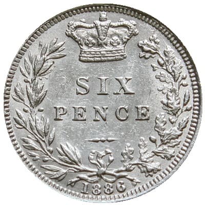British 1886 Sixpence Value