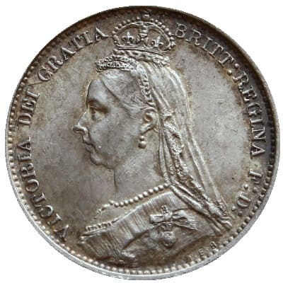 British 1888 Sixpence