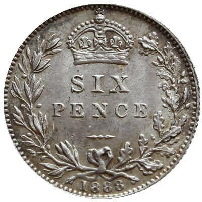 British 1888 Sixpence Value