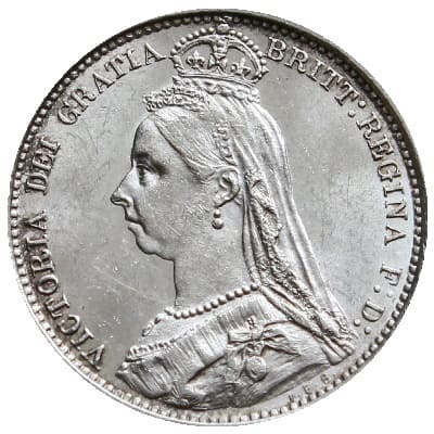 British 1889 Sixpence