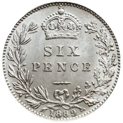 British 1889 Sixpence Value