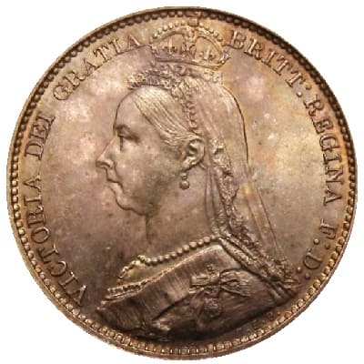 British 1890 Sixpence