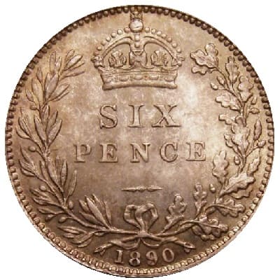 British 1890 Sixpence Value