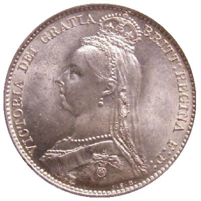 British 1892 Sixpence