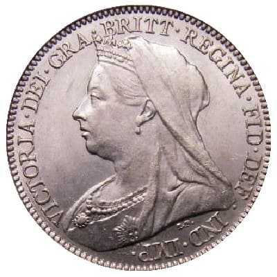 British 1895 Sixpence