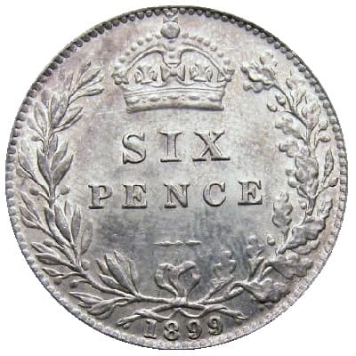 British 1899 Sixpence Value