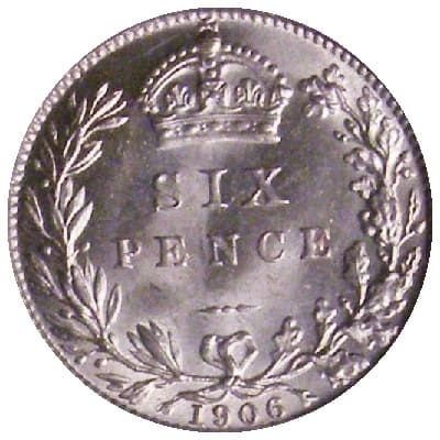 British 1906 Sixpence Value