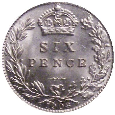 British 1908 Sixpence Value