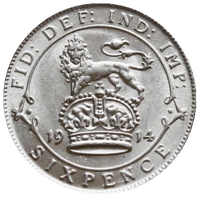 British 1914 Sixpence Value