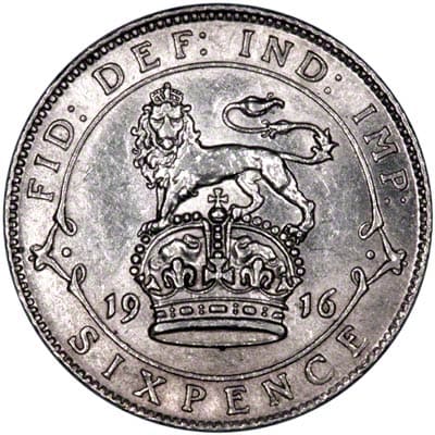 British 1916 Sixpence Value