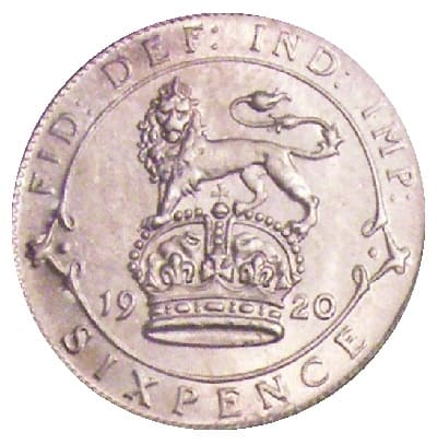 British 1920 Sixpence Value