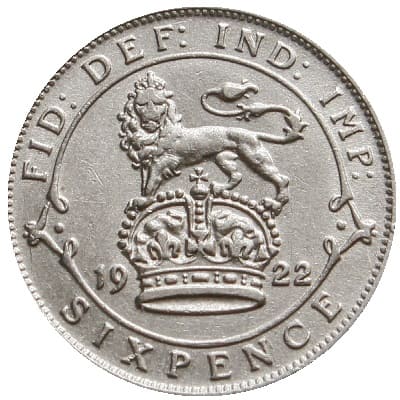 British 1922 Sixpence Value