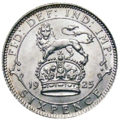 British 1925 Sixpence Value