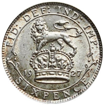 British 1927 Sixpence Value