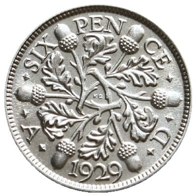 British 1929 Sixpence Value